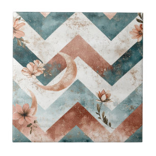 Elegantes florales Zickzackmuster mit warmen lunar Fliese