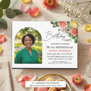 Elegantes Florales zum 51. Geburtstag  Einladung