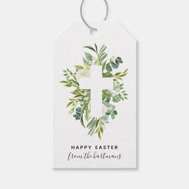Elegantes Floralfarbenes Wasser und Ostern überque Geschenkanhänger (Vorderseite)