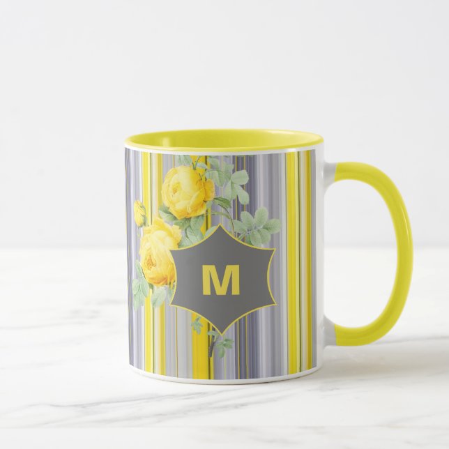 Elegantes, florenstiftes, sonniges Gelbgraues Mono Tasse (Rechts)