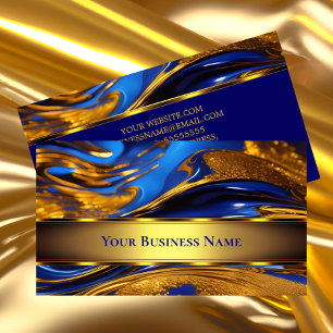 Elegantes flüssiges Gold Royal Blau Abstrakt  Visitenkarte