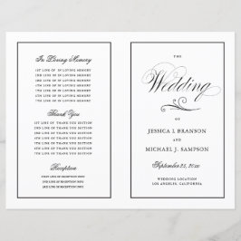 Elegantes Folding Wedding Program Black Border