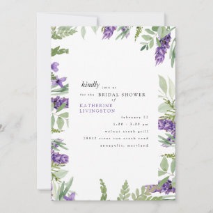 Elegantes Foliage & Lavender Brautparty Einladung