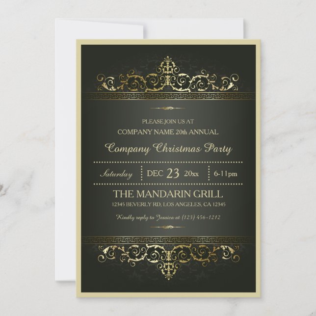 Elegantes formales Weihnachtsfest-Party Einladung (Vorderseite)