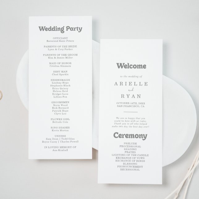 Elegantes formelles minimales Hochzeitsprogramm Programm (Von Creator hochgeladen)