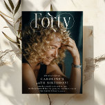 Elegantes FORTY Foto 40. Geburtstag Party Einladung<br><div class="desc">Feiern Sie die großen 4-0 im Stil mit unserem maßgeschneiderten Foto 40. Geburtstag Einladungen! Hier können Sie Ihr Lieblingsbild der Geburtstagssternfront und -mitte bewundern, ergänzt durch ein elegantes, weißes Dekorationsskript, das FORTY liest. Unsere einfach zu bedienende Vorlage erlaubt Ihnen, Ihre persönliche Touch hinzuzufügen, um sicherzustellen, dass jedes Detail richtig ist....</div>