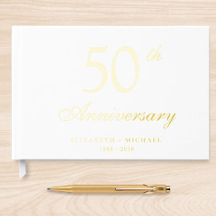 Elegantes Foto 50. Hochzeitstag Gästebuch