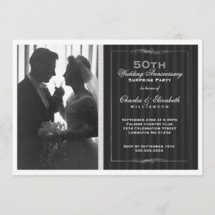 Elegantes Foto 50. Hochzeitstag Party Einladung