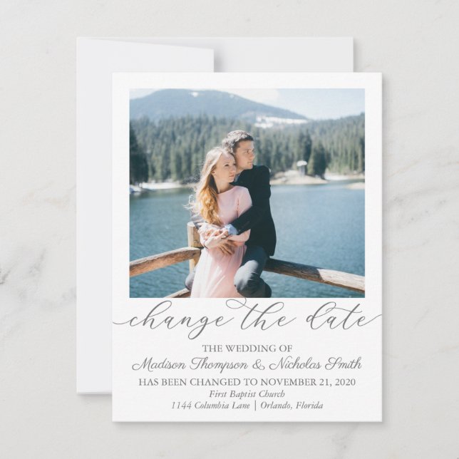 Elegantes Foto Ändern Sie die Datumskarten Save The Date (Vorderseite)