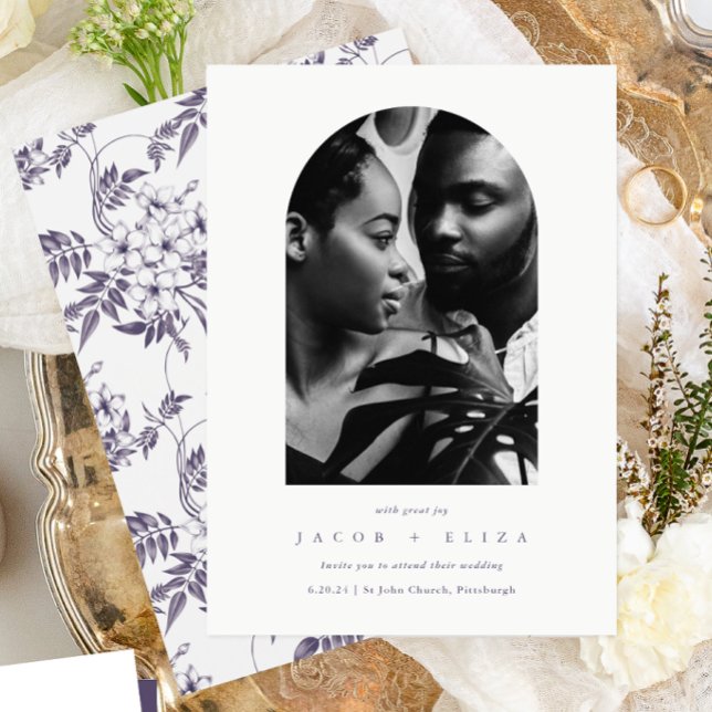 Elegantes Foto Arch Botanische Hochzeit Einladung (Von Creator hochgeladen)