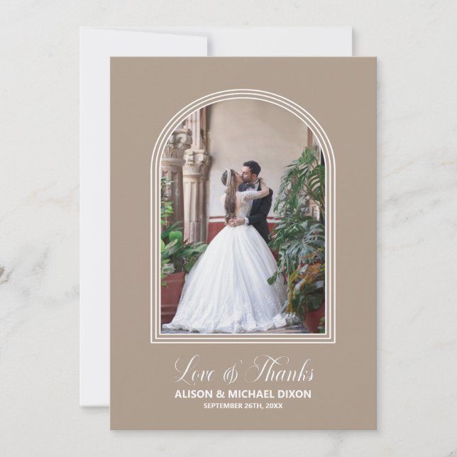 Elegantes Foto Arch Wedding Dankeschön Card Dankeskarte (Vorderseite)