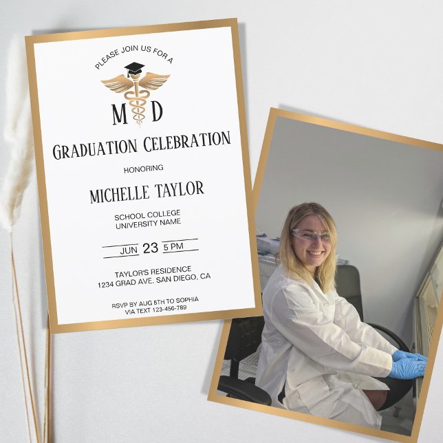 Elegantes Foto Ärztin für Medizin Abschluss Einladung (Von Creator hochgeladen)