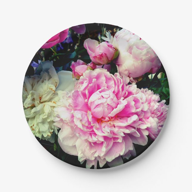 Elegantes Foto aus rosa, blühenden Pinien Pappteller (Vorderseite)