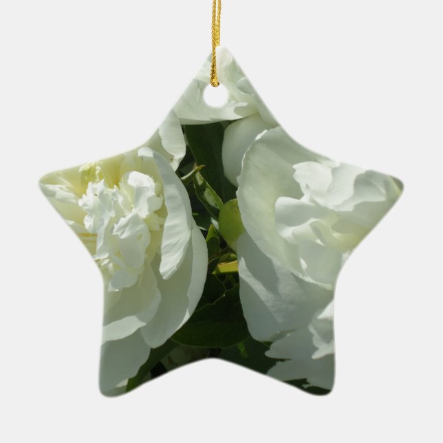 Elegantes Foto aus weißer Blume mit Blumen Keramik Ornament (Vorne)
