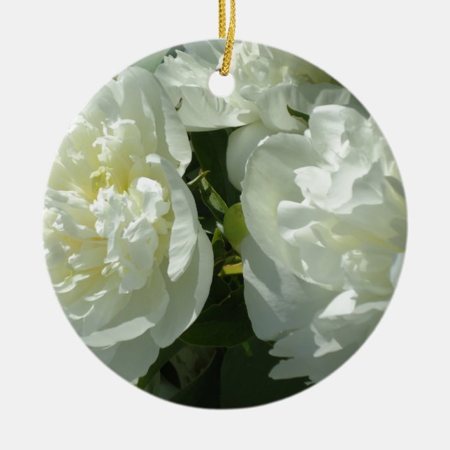 Elegantes Foto aus weißer Blume mit Blumen Keramikornament (Vorne)