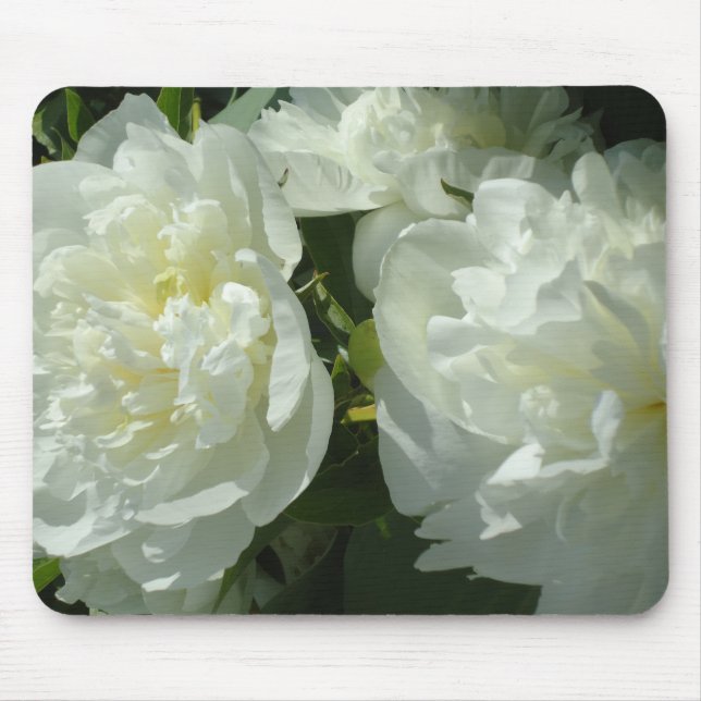 Elegantes Foto aus weißer Blume mit Blumen Mousepad (Vorne)