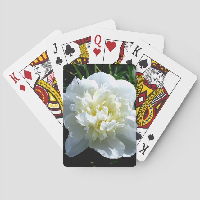 Elegantes Foto aus weißer Blume mit Blumen Spielkarten (Rückseite)