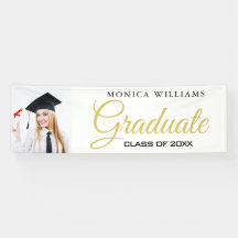 Elegantes Foto-Banner für 2021-Graduierte in Weiß 