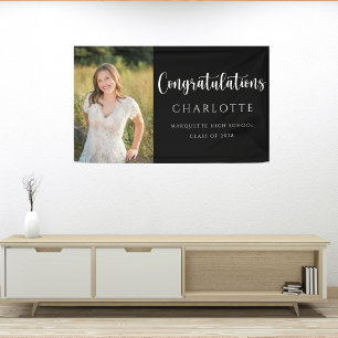 Elegantes Foto-Banner für Schwarz-weißen Abschluss Banner