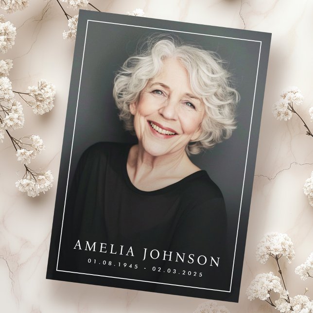 Elegantes Foto-Beerdigung-Beileid Dankeskarte (Elegant thin border photo funeral sympathy thank you card)