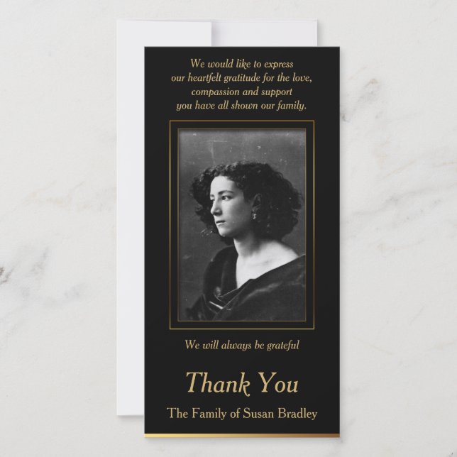 Elegantes Foto-Beileid danken Ihnen mit Dankeskarte (Vorderseite)