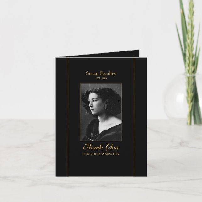 Elegantes Foto-Beileid danken Ihnen mit Dankeskarte (Vorderseite)