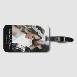 Elegantes Foto Black Calligraphy Personalisiert Gepäckanhänger
