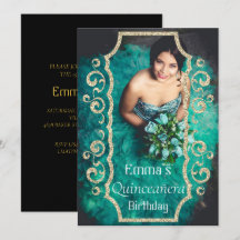 Elegantes Foto Black Gold Quinceñera Geburtstag