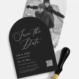 Elegantes Foto Black Wedding Save the Date Curved Einladung