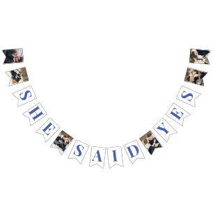 Elegantes Foto Blue Brautparty Wimpelkette