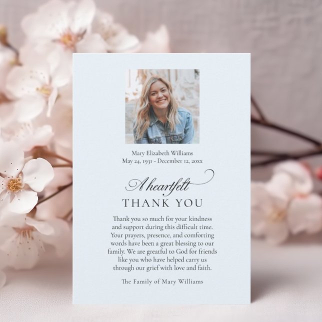 Elegantes Foto Blue Christlich Beerdigung Danke (Von Creator hochgeladen)