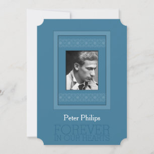 Elegantes Foto Blue Template Memorial Beerdigung Ankündigung