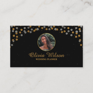 Elegantes Foto Brown Gray Glitzer Black Modern Visitenkarte