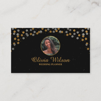 Elegantes Foto Brown Gray Glitzer Black Modern Visitenkarte