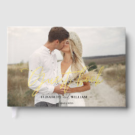 Elegantes Foto Calligraphy Wedding Gästebuch