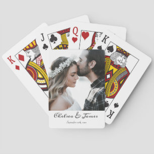 Elegantes Foto Calligraphy Wedding Spielkarten
