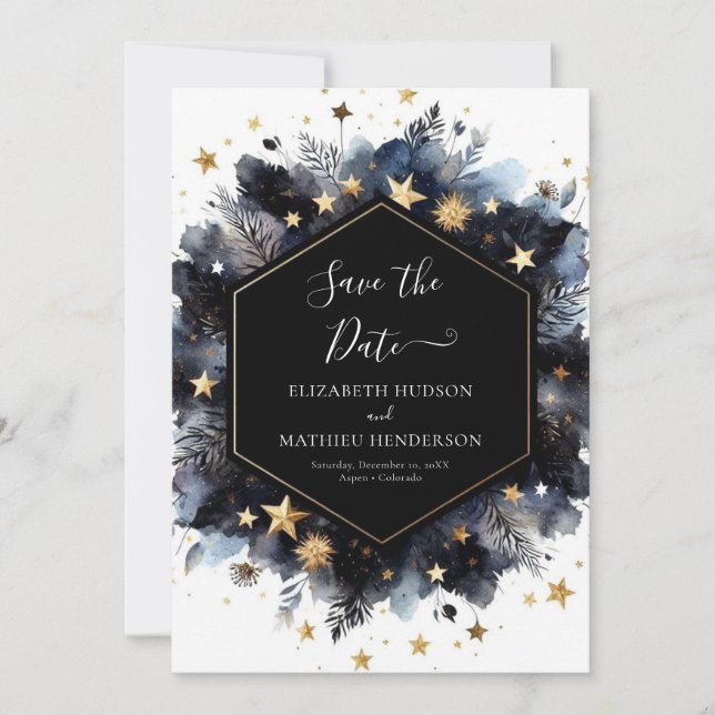 Elegantes Foto Celestial Wedding Save The Date (Vorderseite)
