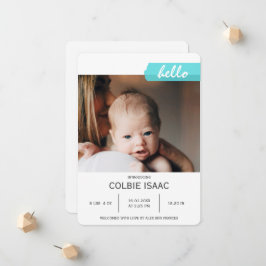 Elegantes Foto Collage Aquamarines Washi Tape Baby Ankündigung