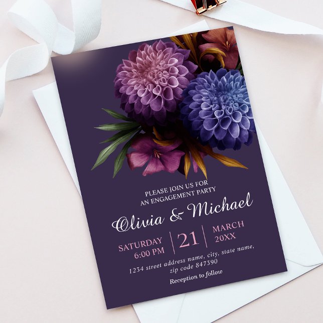 Elegantes Foto Dahlia Minimalistische Engagement P Einladung (Von Creator hochgeladen)