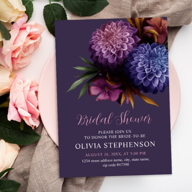 Elegantes Foto Dahlia Minimalistisches Brautparty Einladung (Von Creator hochgeladen)