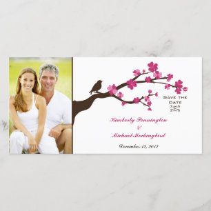 Elegantes Foto des Kirschblüten-Vogels Save the Save The Date