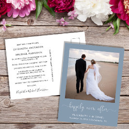 Elegantes Foto Dusty Blue Wedding Empfang Einladungspostkarte