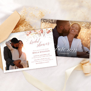 Elegantes Foto Dusty Rose Brautparty Einladung