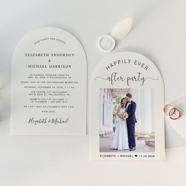 Elegantes Foto Einladung (An elegant Happily Ever After Party reception invitation to set the tone for an unforgettable event)