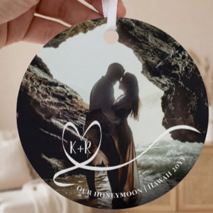 Elegantes Foto Flitterwochen Erinnerungen halten Ornament Aus Metall