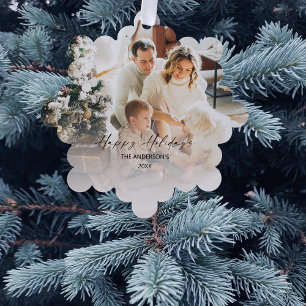 Elegantes Foto Frohe Weihnachten Tannenbaum Ornament Karte