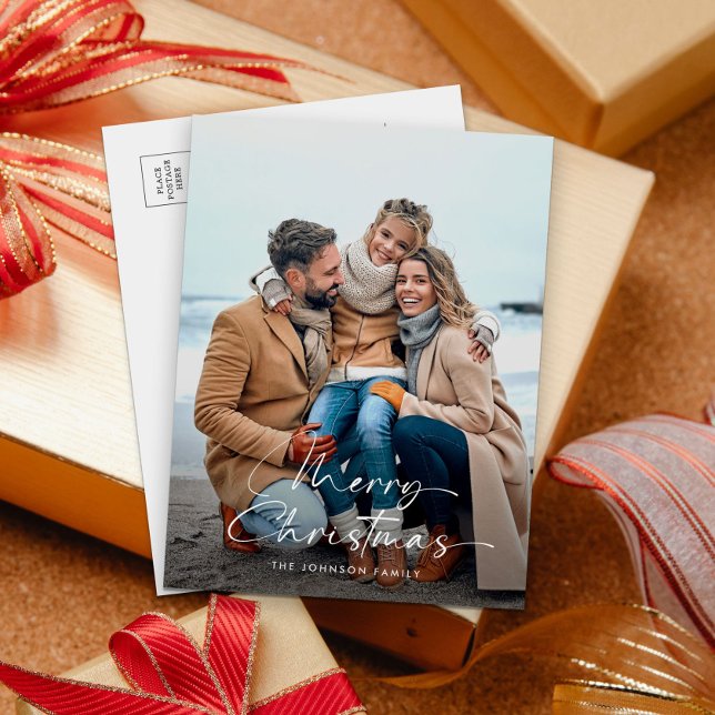 Elegantes Foto Frohe Weihnachtsfeiertage Postkarte (Von Creator hochgeladen)