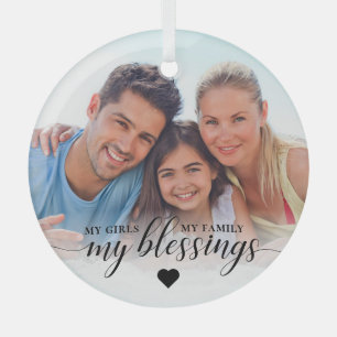Elegantes Foto für meine Familie Ornament Aus Glas