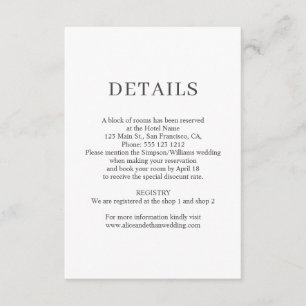 Elegantes Foto für Minimalistische Hochzeiten Begleitkarte