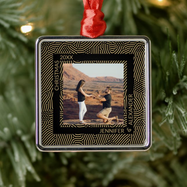 Elegantes Foto für moderne Weihnachtspaare Ornament Aus Metall (Baum)